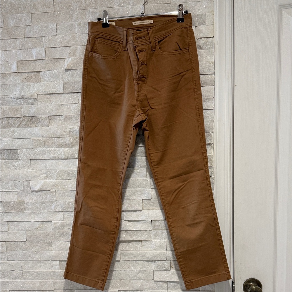 Levi's Tan High-Rise Straight Crop Pants